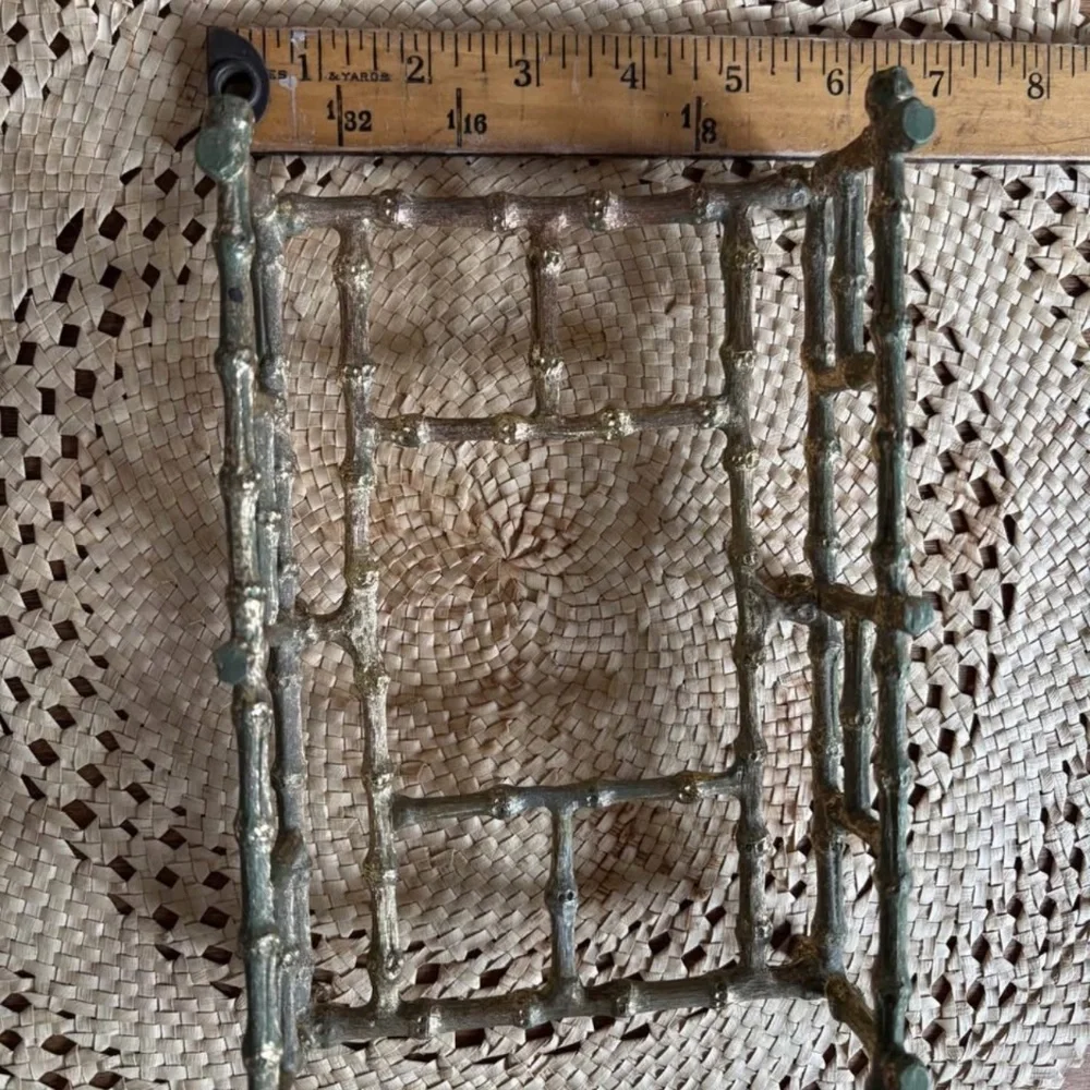 Vintage gold colored bamboo style napkin or mail holder..